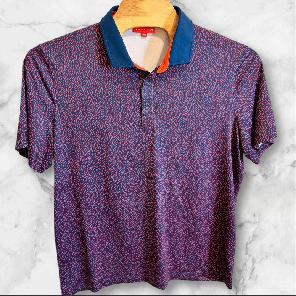 Redvanly Shirt Mens XXL‎ 2XL  Red & Blue Performance Golf Polo Logo